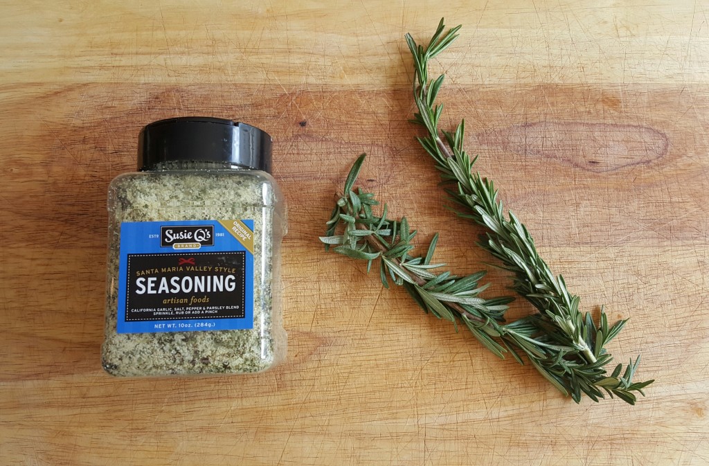 Santa Maria seasoning and rosemary. (Not pictured: olive oil)