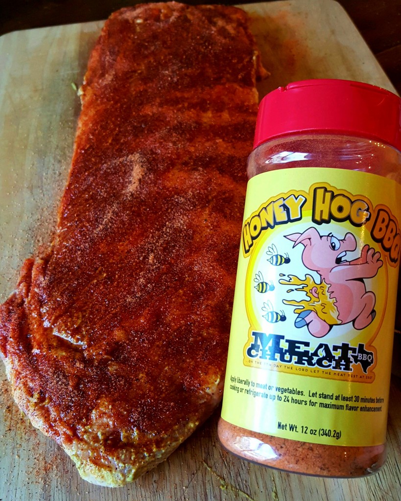 Ribs with seasoning on them.