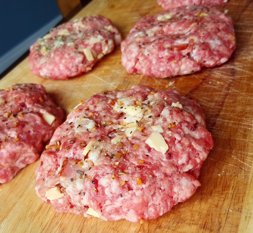The patties have been prepped and await their trip to the smoker.