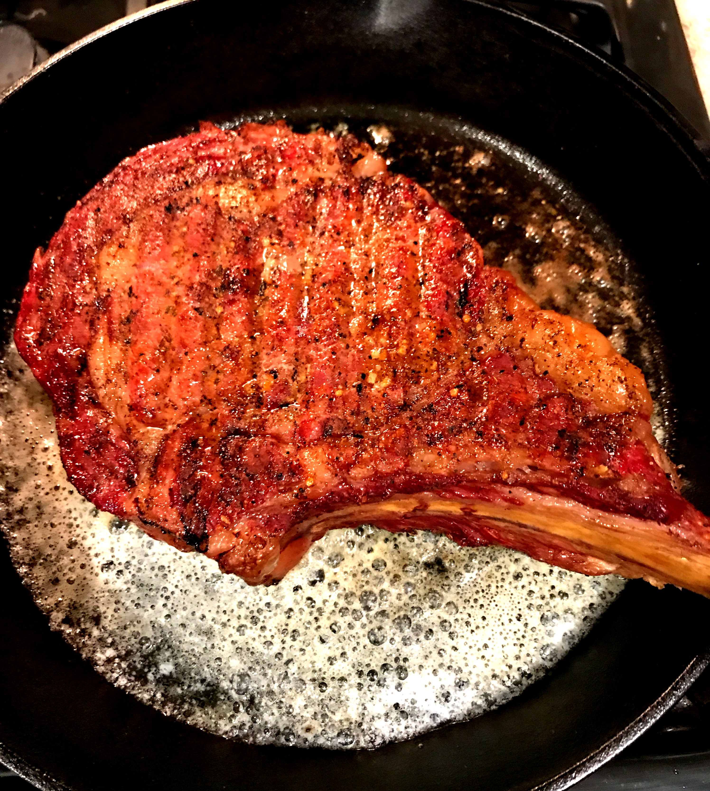 Searing in the cast iron. 