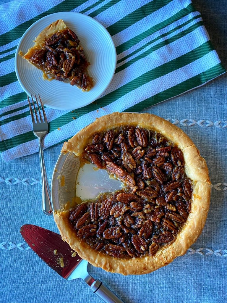 Smoked candied pecan pie vanishes fast!