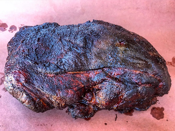 Smoked pork butt ready to wrap.
