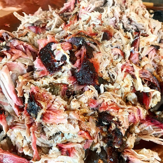 Smoked pulled pork shredded and ready to eat!