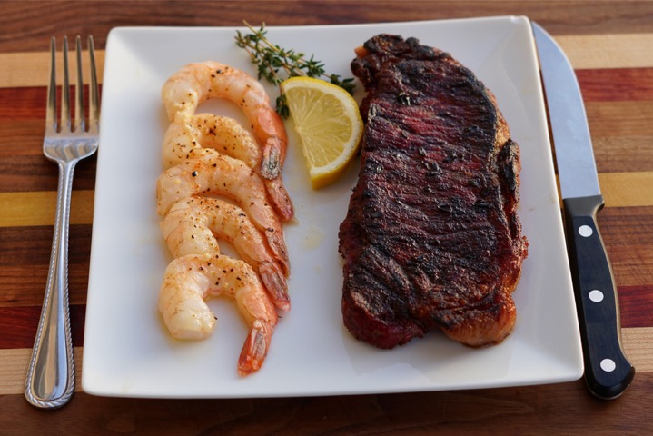 Smoked New York Strip streak with smoked buttery shrimp is a recipe for Valentine's success!