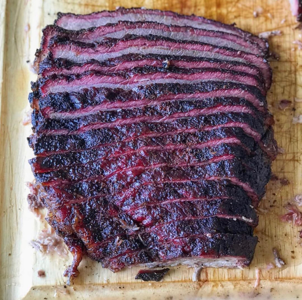 Smoked BBQ brisket slices are like manna from heaven!