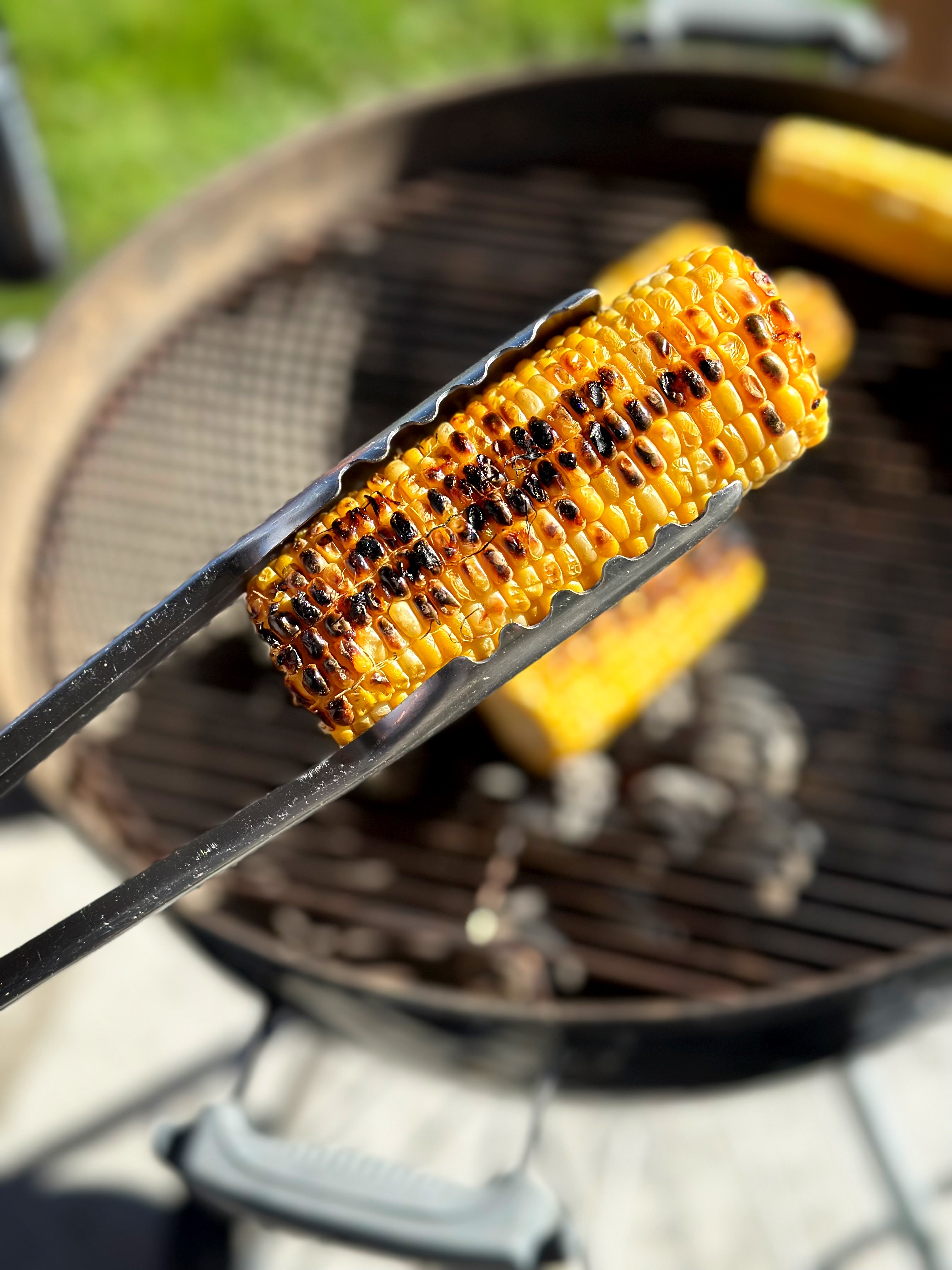 Corn on the cob with a little char from the grill. 