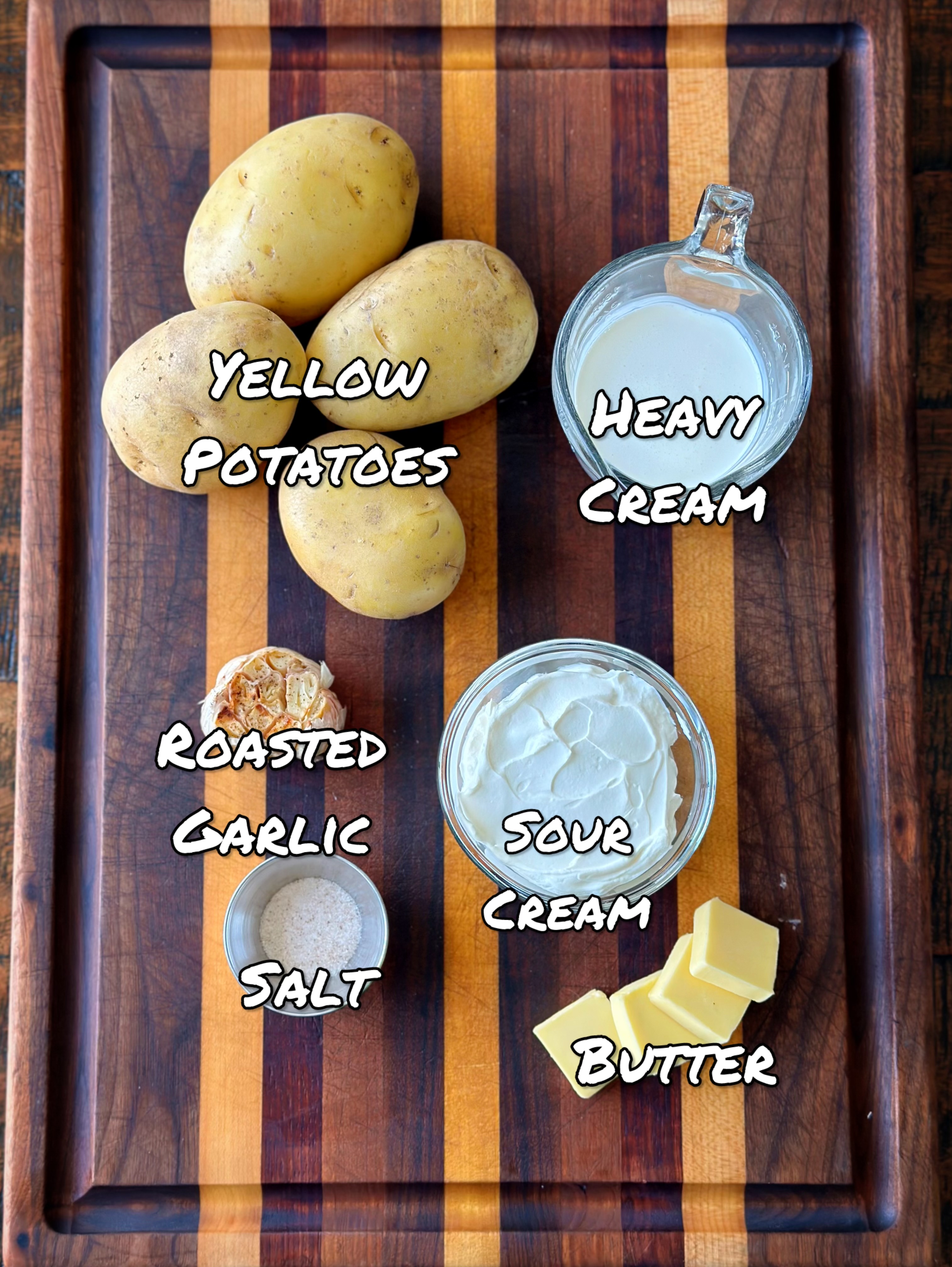 Ingredients needed for garlic mash recipe